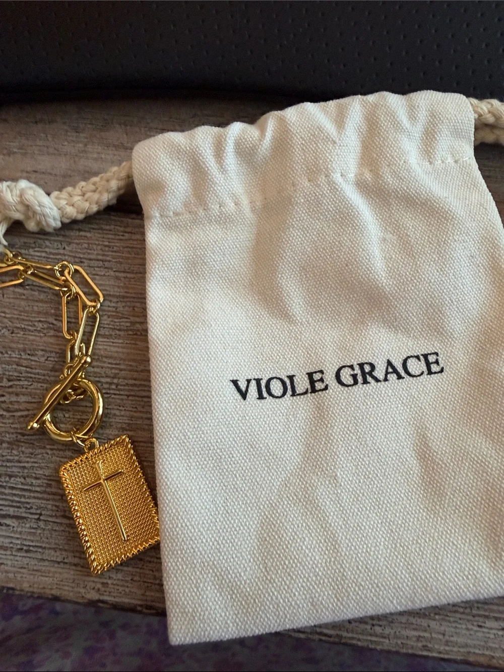 Gold Cross Pendant Chain Necklace - Women Jewelry made by Viole Grace